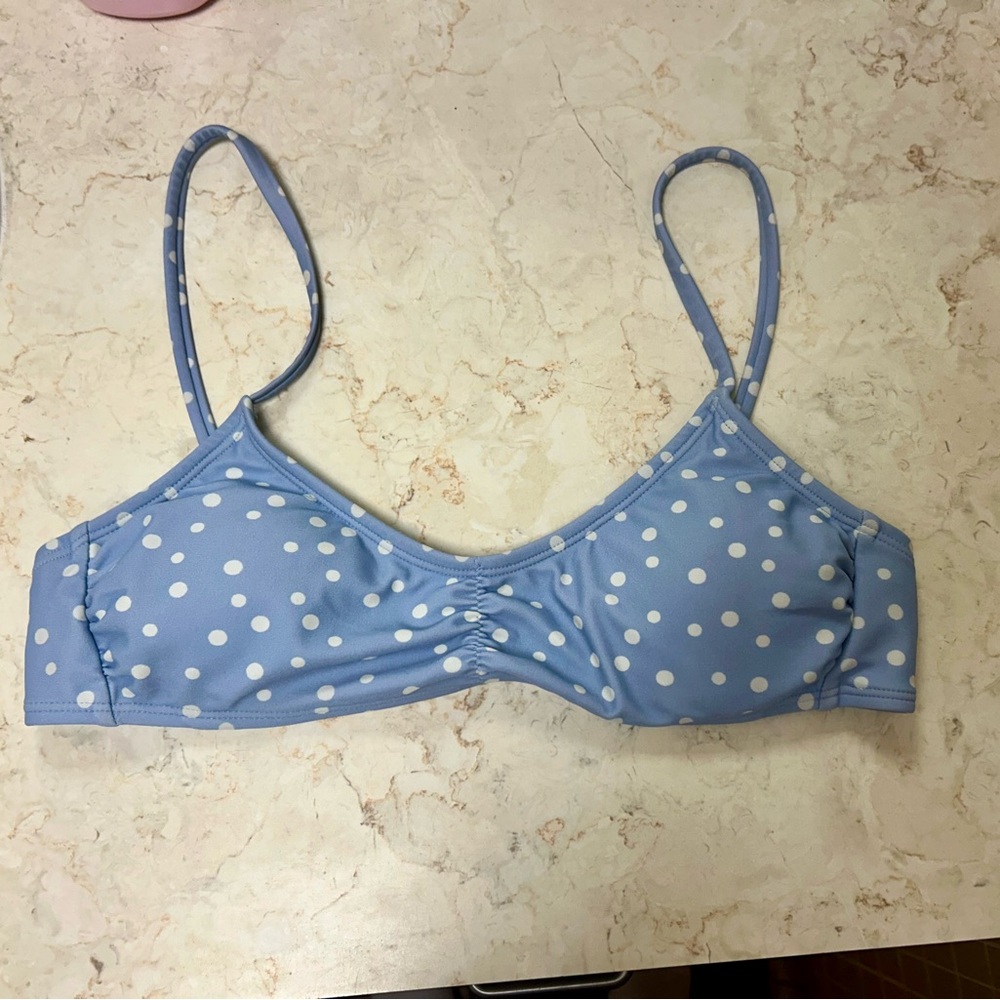 Flattering Light Blue Polka Dot Padded Women's Bikini Top
